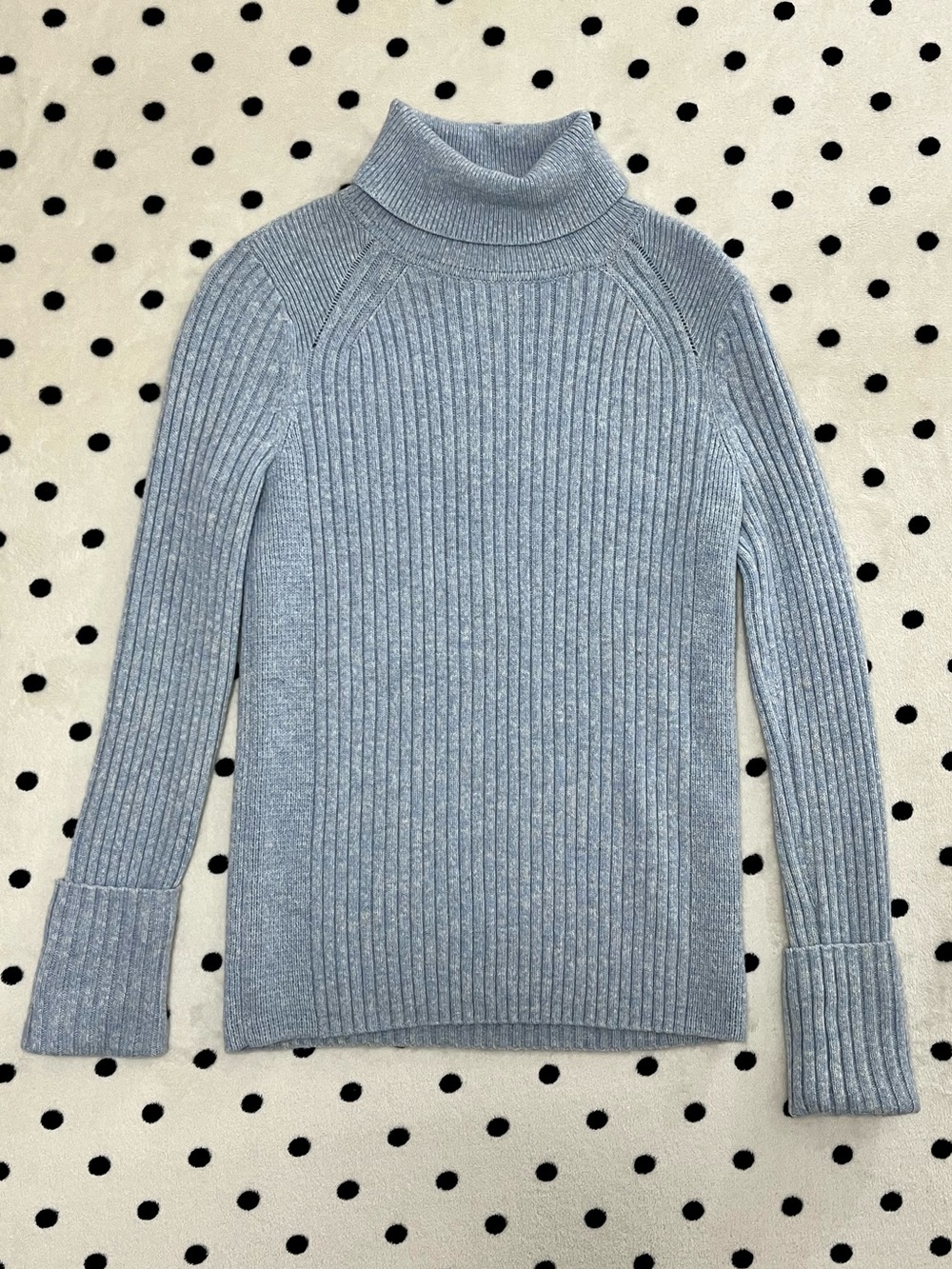Club Monaco Blue Grey Mixed Rib Knit Turtleneck Sweater Size S